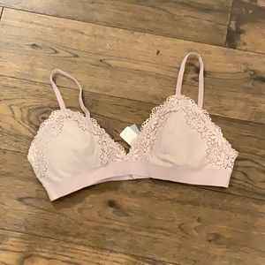 NWT AERIE LIGHT DUSTY ROSE BRA WITH REMOVABLE CUPS, SIZE LARGE